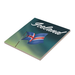 Iceland travel poster ceramic tile