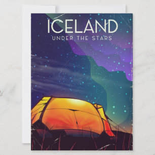 Iceland 'under the stars' vintage travel poster invitation