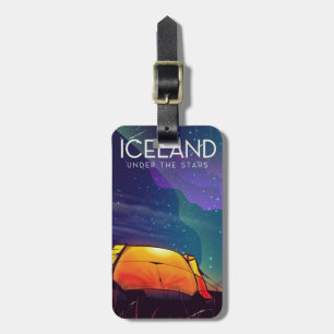 Iceland 'under the stars' vintage travel poster luggage tag