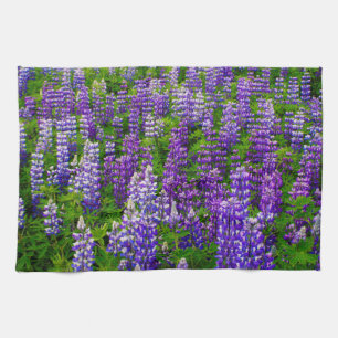 Iceland. Vik i Myrdal. Field of Lupines Tea Towel
