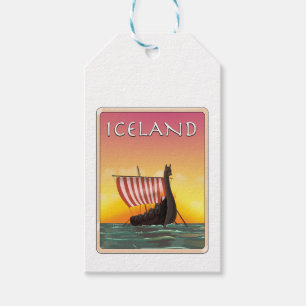 Iceland Viking Travel poster Gift Tags