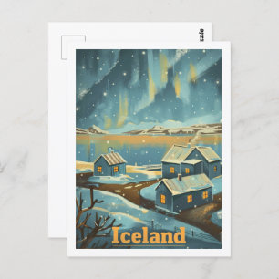 Iceland Vintage Famous Travel Place Postcard