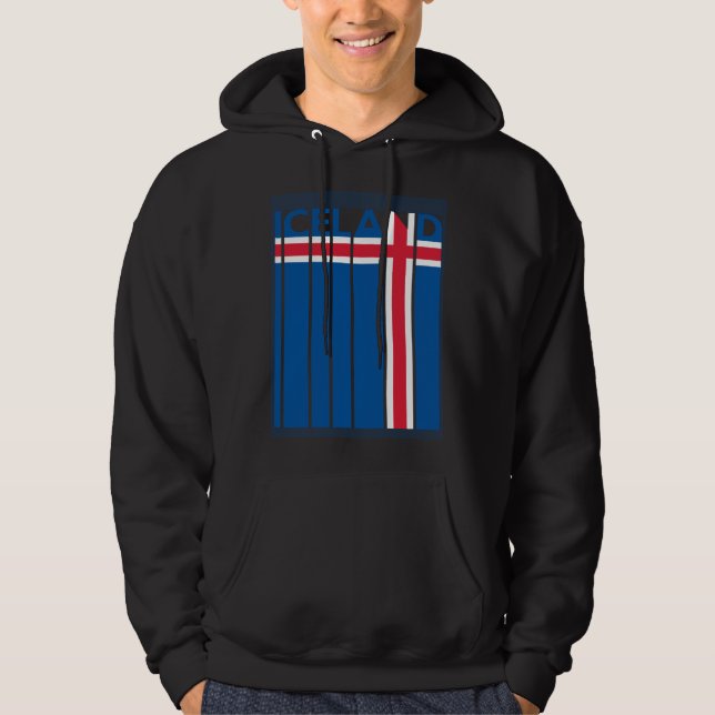 Iceland Vintage Icelandic Flag Vacation Hoodie (Front)