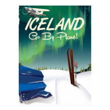 Iceland vintage plane travel poster