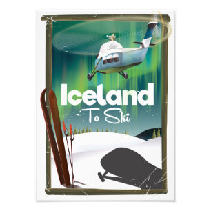 Iceland vintage ski poster