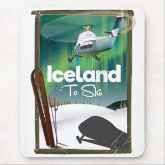 Iceland vintage ski poster mouse pad