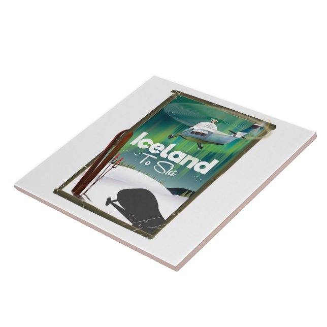 Iceland vintage ski poster tile (Side)