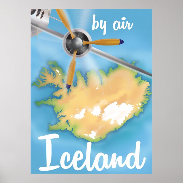 Iceland vintage travel flight poster (Front)