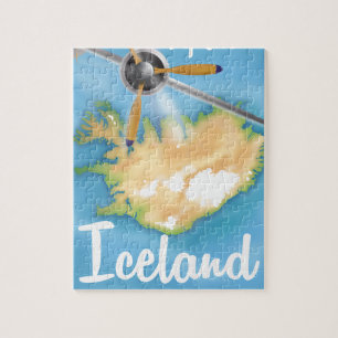 Iceland vintage travel flight poster jigsaw puzzle
