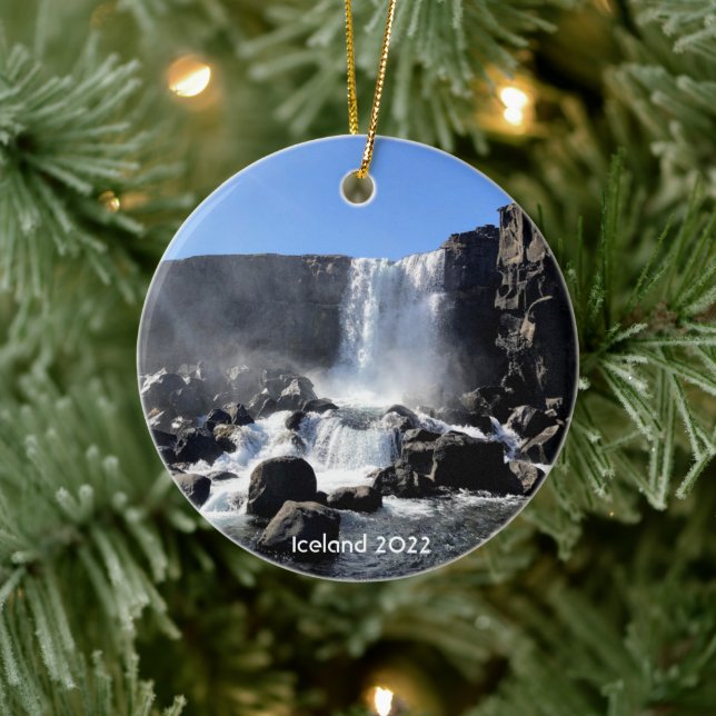 Iceland waterfall - ceramic ornament (Tree)