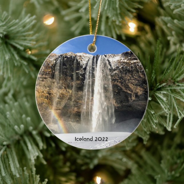 Iceland waterfall - ceramic ornament (Tree)