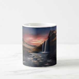 Iceland waterfall landscape coffee mug
