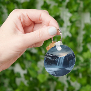 Iceland waterfall landscape key ring