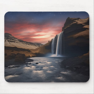 Iceland waterfall landscape mouse pad