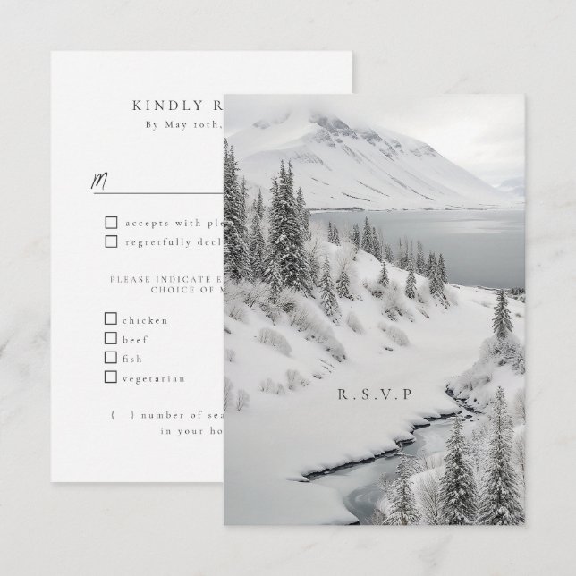iceland winter wedding meal choices RSVP Card (Front/Back)