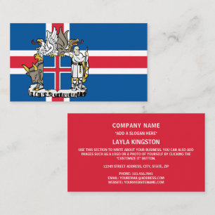 Icelander Flag & Coat of Arms, Flag of Iceland Business Card