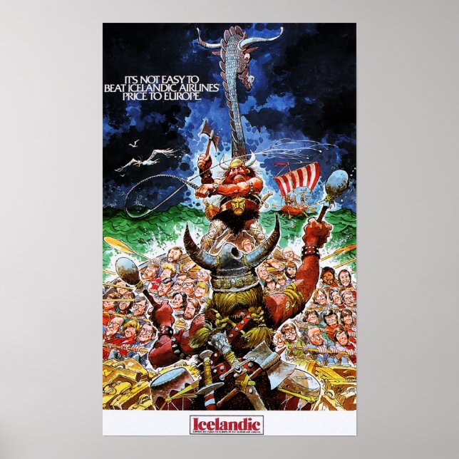 ICELANDIC AIRLINES Vikings Low Fare Europe Retro Poster (Front)