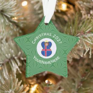 Icelandic Angel Christmas Flag Personalised  Ornament