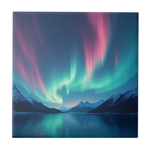 Icelandic Aurora Ceramic Tile (Front)