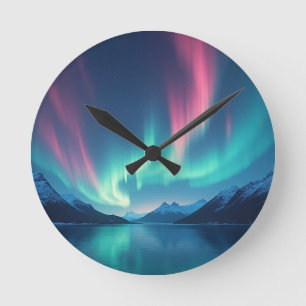 Icelandic Aurora Round Clock