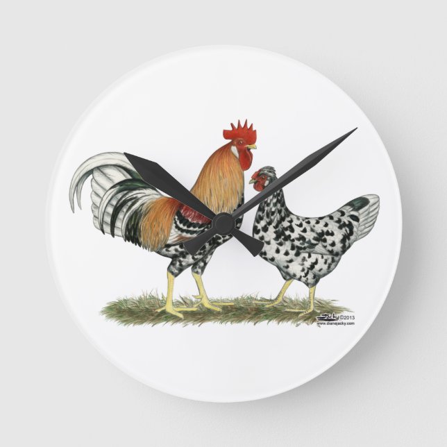 Icelandic Chickens Round Clock (Front)