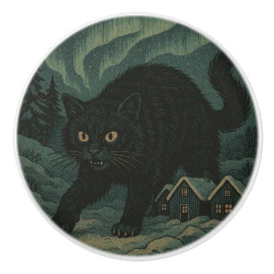 Icelandic Christmas yule Cat Ceramic Knob