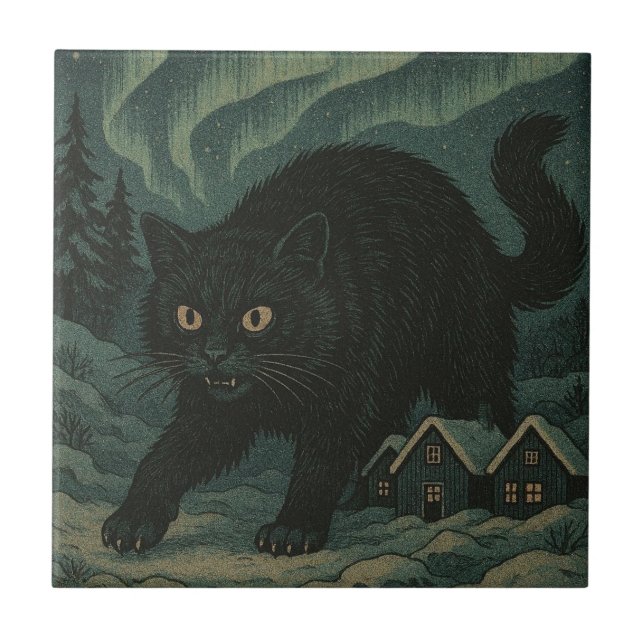 Icelandic Christmas yule Cat  Ceramic Tile (Front)