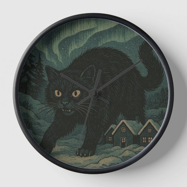 Icelandic Christmas yule Cat  Clock (Front)