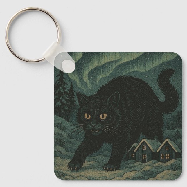 Icelandic Christmas yule Cat  Key Ring (Front)