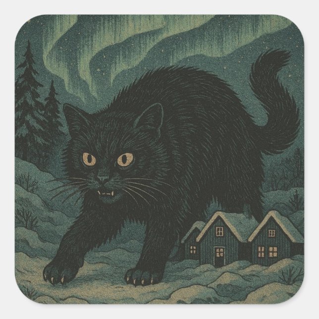 Icelandic Christmas yule Cat  Square Sticker (Front)