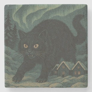 Icelandic Christmas yule Cat Stone Coaster