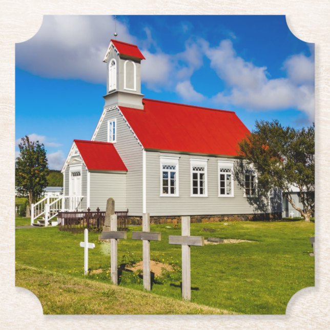 Icelandic Church Paper Coaster (Front)