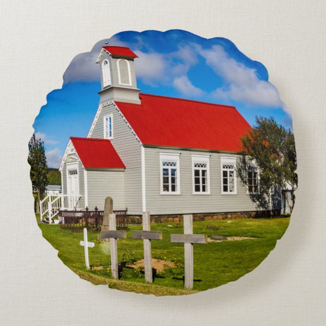 Icelandic Church Round Cushion (Front)