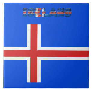 Icelandic flag ceramic tile