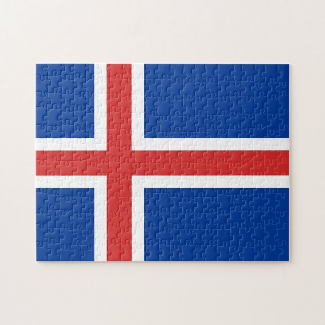 Icelandic flag & Iceland holiday/sports fans Jigsaw Puzzle (Horizontal)