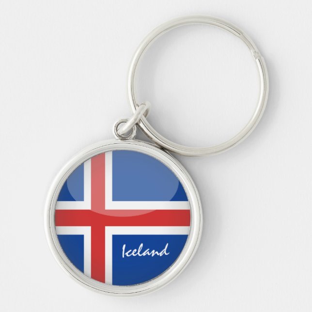 Icelandic flag & Iceland holiday/sports fans Key Ring (Front)