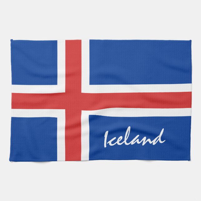 Icelandic flag & Iceland holiday/sports fans Tea Towel (Horizontal)