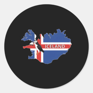 Icelandic Flag Map Of Iceland Atlantic Puffin Bird Classic Round Sticker