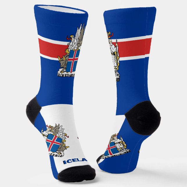 Icelandic Flag Patriotic, Sustainable Iceland Socks (Angled)