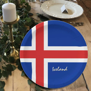 Icelandic Flag plates, party, sports, Iceland Paper Plate