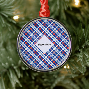 Icelandic Flag Tiled Black Personalisation  Metal Ornament