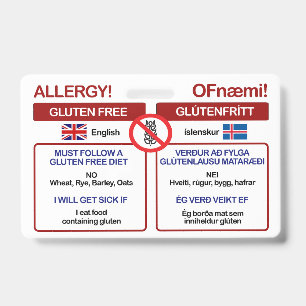 ICELANDIC Gluten Free Travel Card   Allergy Badge ID Badge