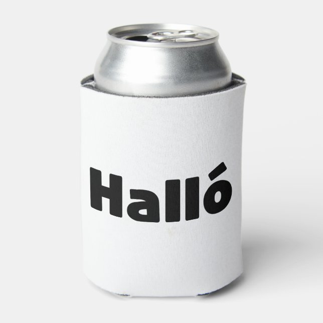 Icelandic Halló { Hello ) Íslenska Language Can Cooler (Can Front)