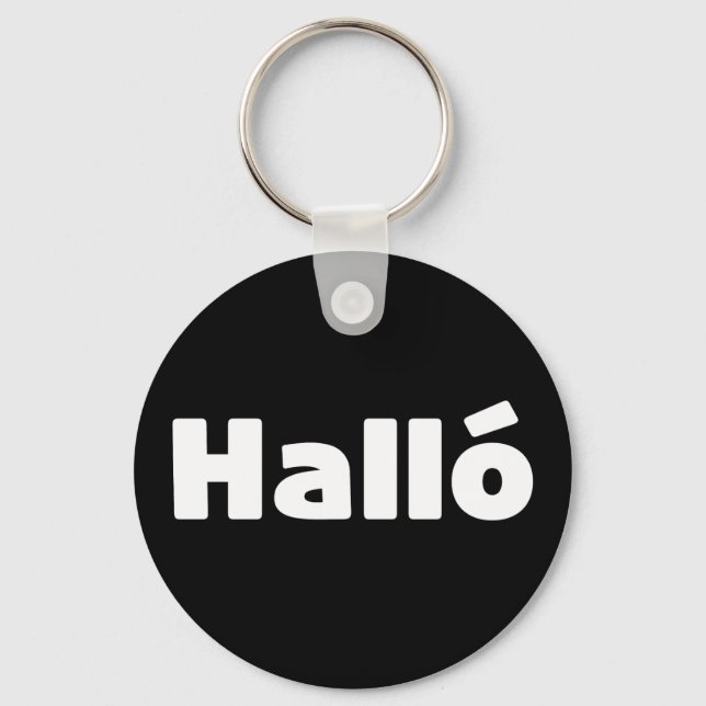 Icelandic Halló { Hello ) Íslenska Language Key Ring (Front)