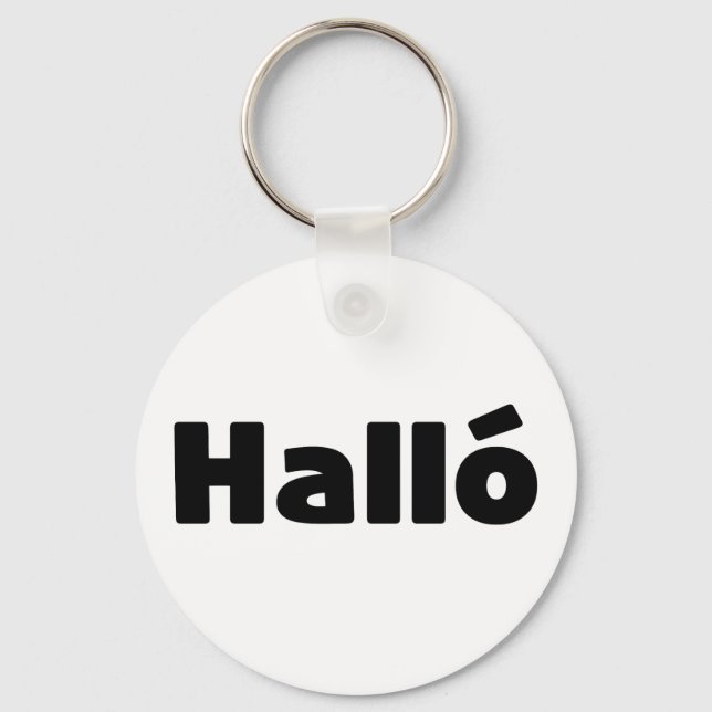 Icelandic Halló { Hello ) Íslenska Language Key Ring (Front)