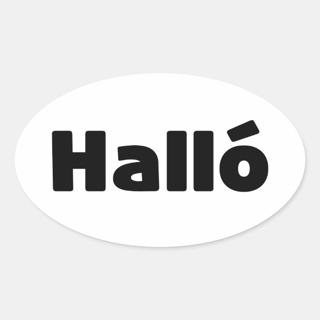 Icelandic Halló { Hello ) Íslenska Language Oval Sticker (Front)