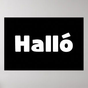 Icelandic Halló { Hello ) Íslenska Language Poster