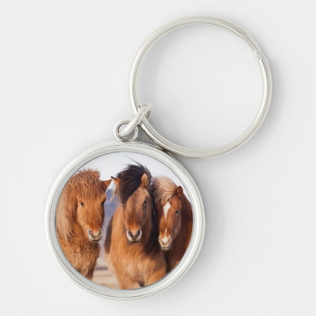 Icelandic Horse during winter Key Ring (Front)