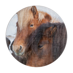 Icelandic Horse during winter on Iceland Cutting Board