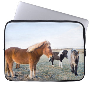 Icelandic Horse During Winter on Iceland Laptop Sleeve
